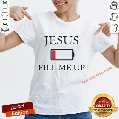 Official Jesus Fill Me Up Low Battery Symbol V-neck - Design By Fanatictees.com