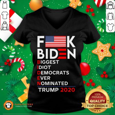 Funny Fuck Biden USA Flag - Trump Is My President V-neck - Design By Fanatictees.com