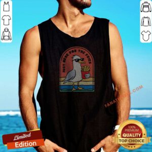 Hot Funny Seagull Wearing Sunglasses Just Here For The Fries Beach Retro Vintage Tank Top
