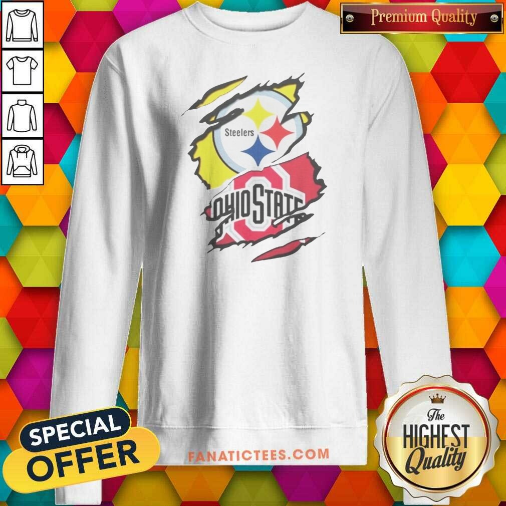 Nice Pittsburgh Steelers Ohio State Buckeyes Torn Logo Graphic Sport shirt optimized on Sweatshirt Nice Pittsburgh Steelers Ohio State Buckeyes Torn Logo Graphic Sport shirt optimized shown as a sweatshirt preview
