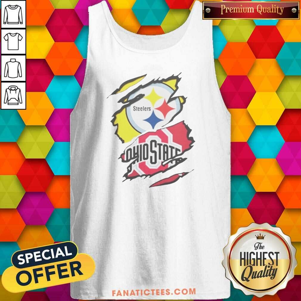 Nice Pittsburgh Steelers Ohio State Buckeyes Torn Logo Graphic Sport shirt optimized on Tank Top Nice Pittsburgh Steelers Ohio State Buckeyes Torn Logo Graphic Sport shirt optimized shown as a tank top preview