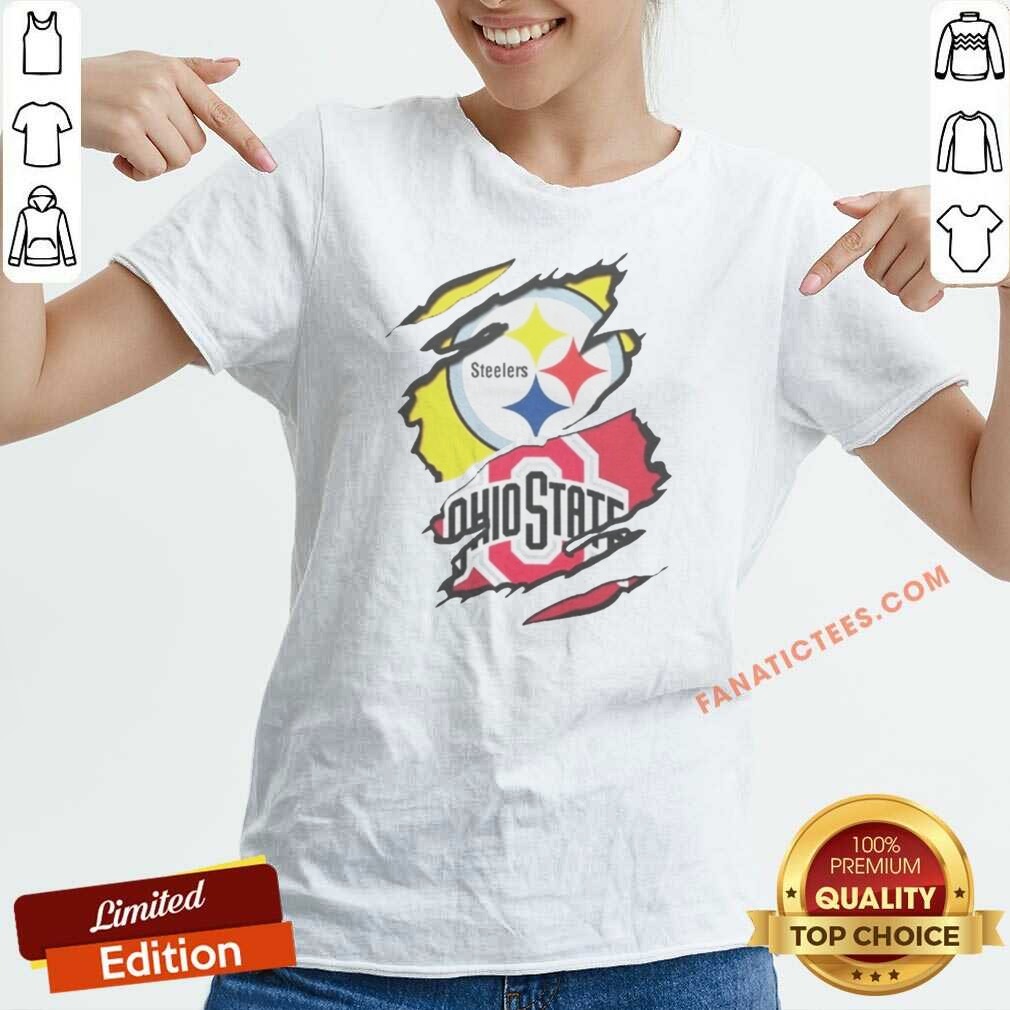 Nice Pittsburgh Steelers Ohio State Buckeyes Torn Logo Graphic Sport shirt optimized on V-Neck Shirt Nice Pittsburgh Steelers Ohio State Buckeyes Torn Logo Graphic Sport shirt optimized shown as a v-neck shirt preview