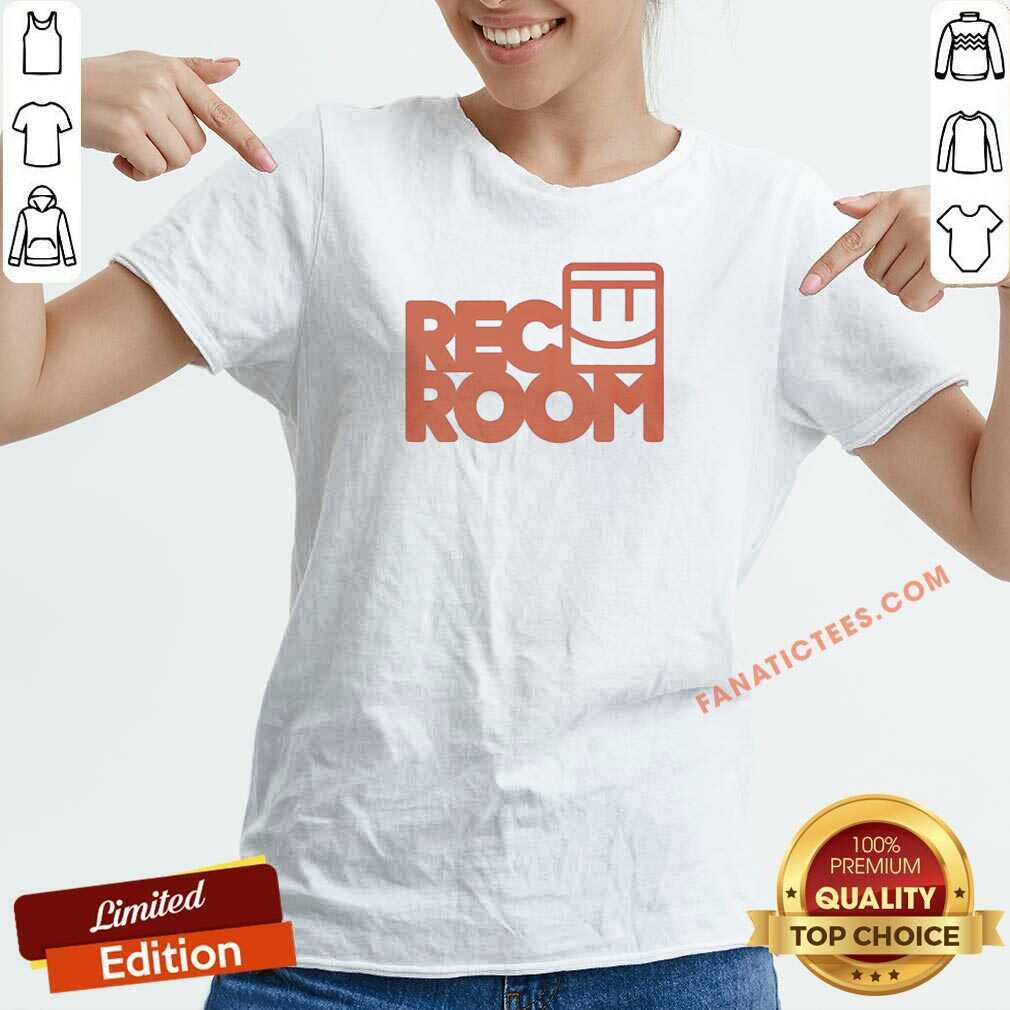Premium Rec Room Logo V Neck Shirt v neck optimized showing a comfortable fitted V neck style in soft fabric