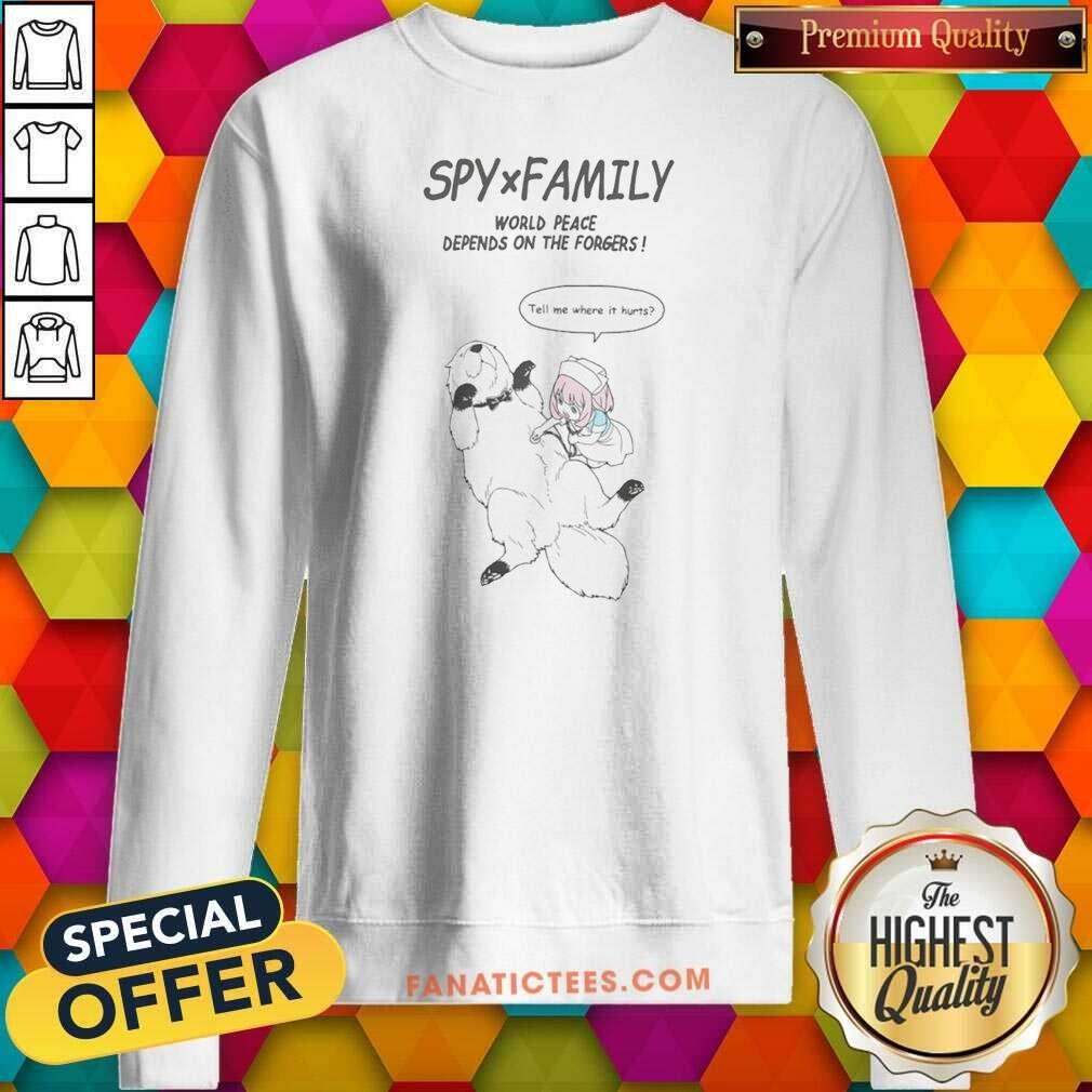 Pretty Anya Forger And Bond Spy X Family World Peace Depends On The Forgers shirt optimized on Sweatshirt Pretty Anya Forger And Bond Spy X Family World Peace Depends On The Forgers shirt optimized shown as a sweatshirt preview