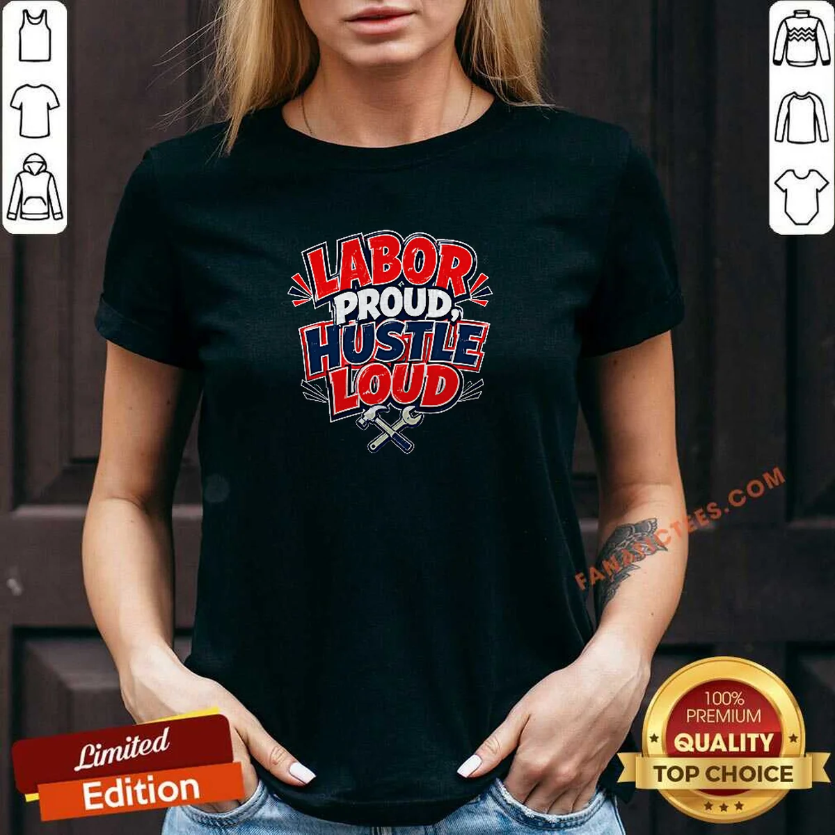 Awesome Labor Day Cartoon Proud Hustle Statement V-Neck Shirt