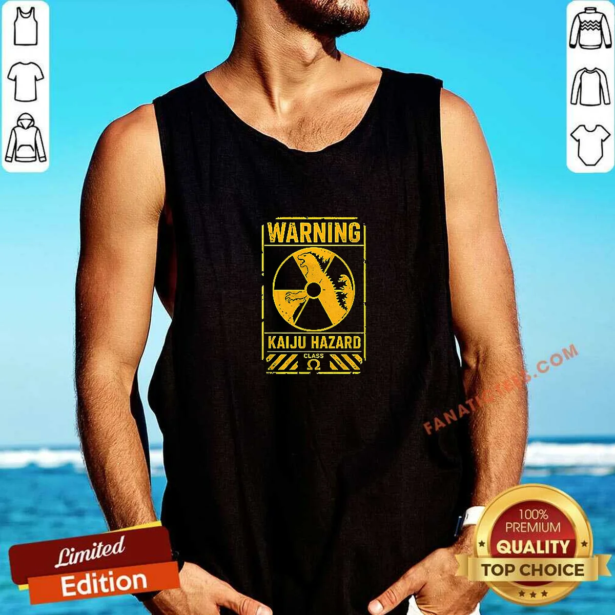 Funny Omega Class Kaiju Hazard Warning Geek Tank Top