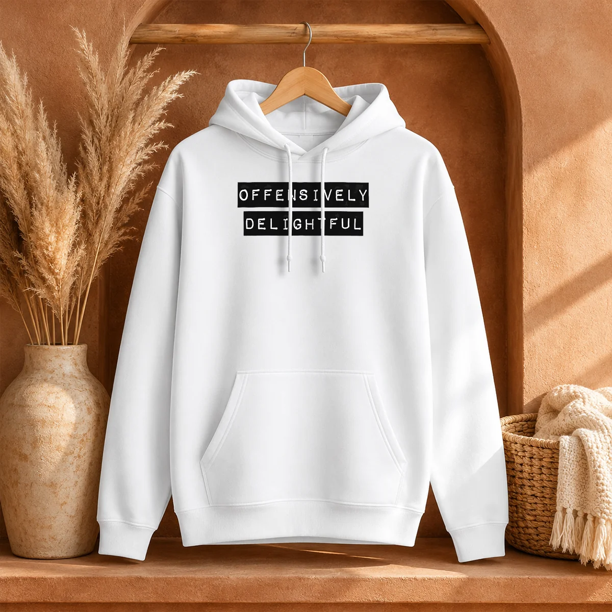 Good Offensively Delightful Hoodie in black with front pocket and adjustable hood
