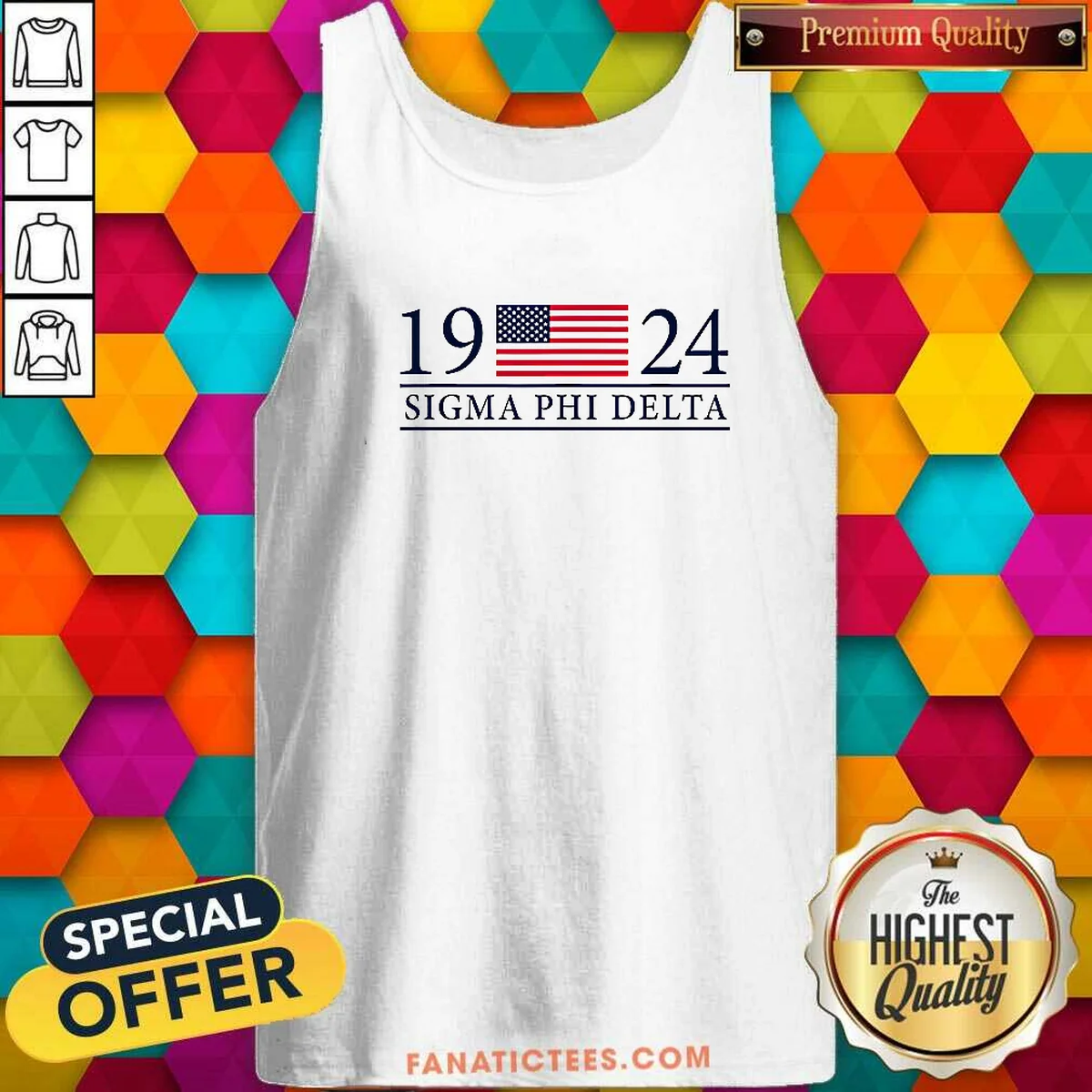 Hot Sigma Phi Delta 1924 American Tank Top Hot Sigma Phi Delta 1924 American Tank Top