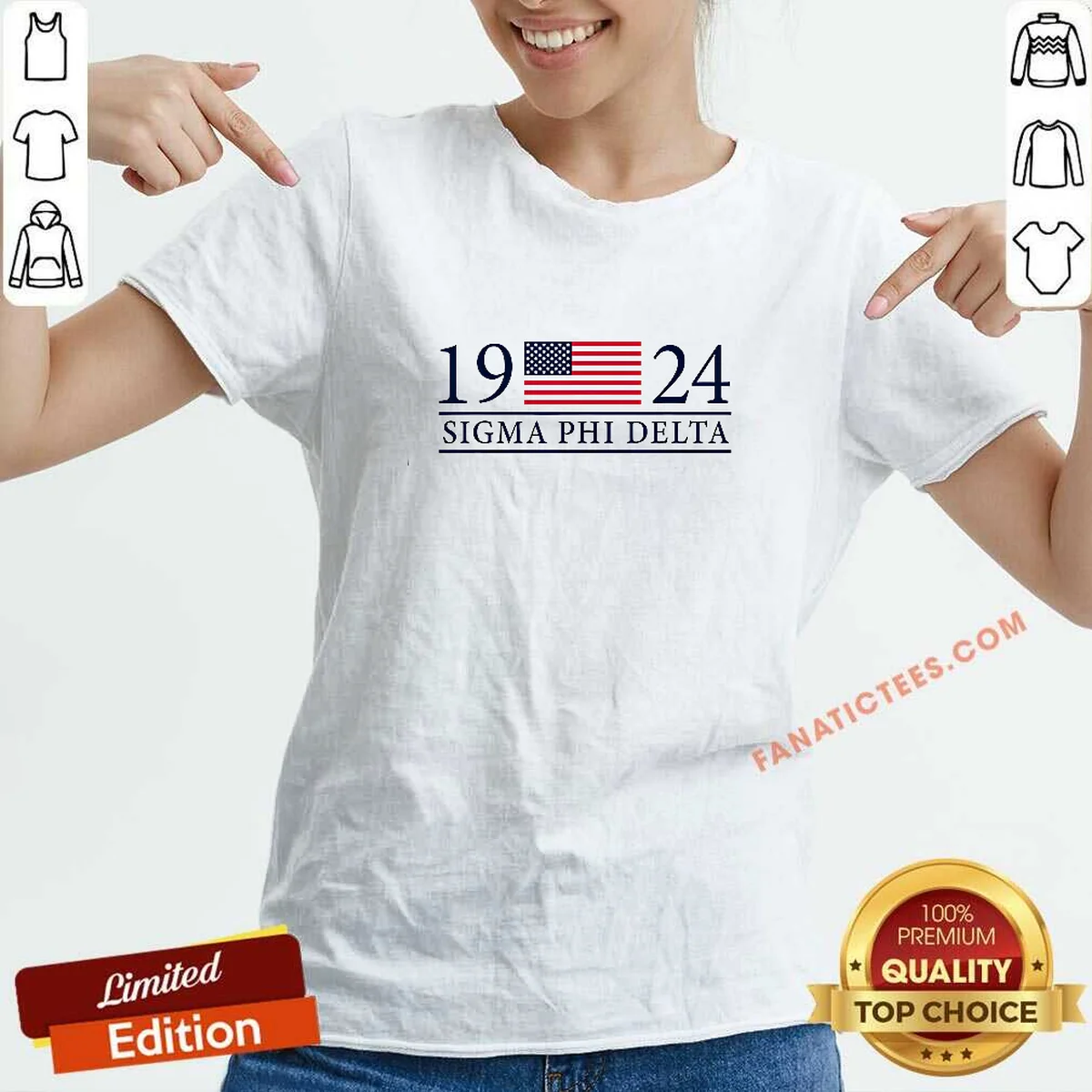 Hot Sigma Phi Delta 1924 American Flag Fraternity V-Neck Shirt