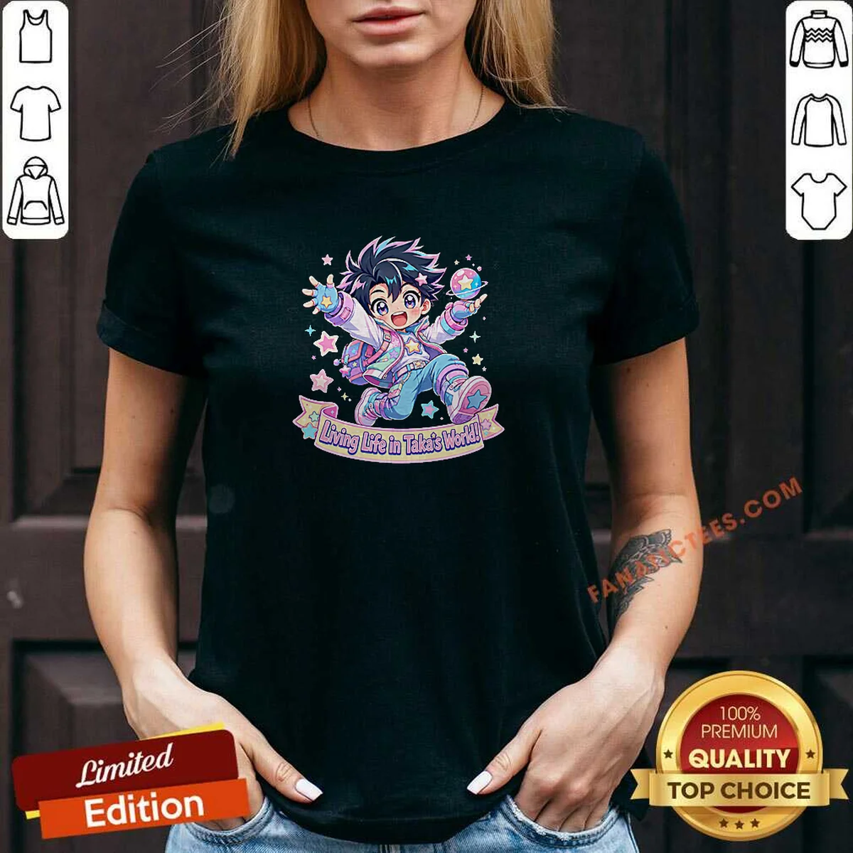 Hot Takas World Characters Kawaii Anime Passion V Neck Shirt featuring colorful anime designs on a comfortable V neck garment