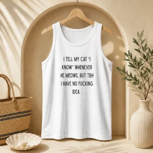 Nice I Tell My Cat I Know Whenever He Meows Tank Top