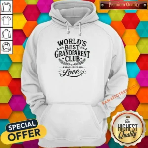 Premium Grandparents Day Worlds Best Club Line Art Hoodie in black with front pocket and adjustable drawstring hood