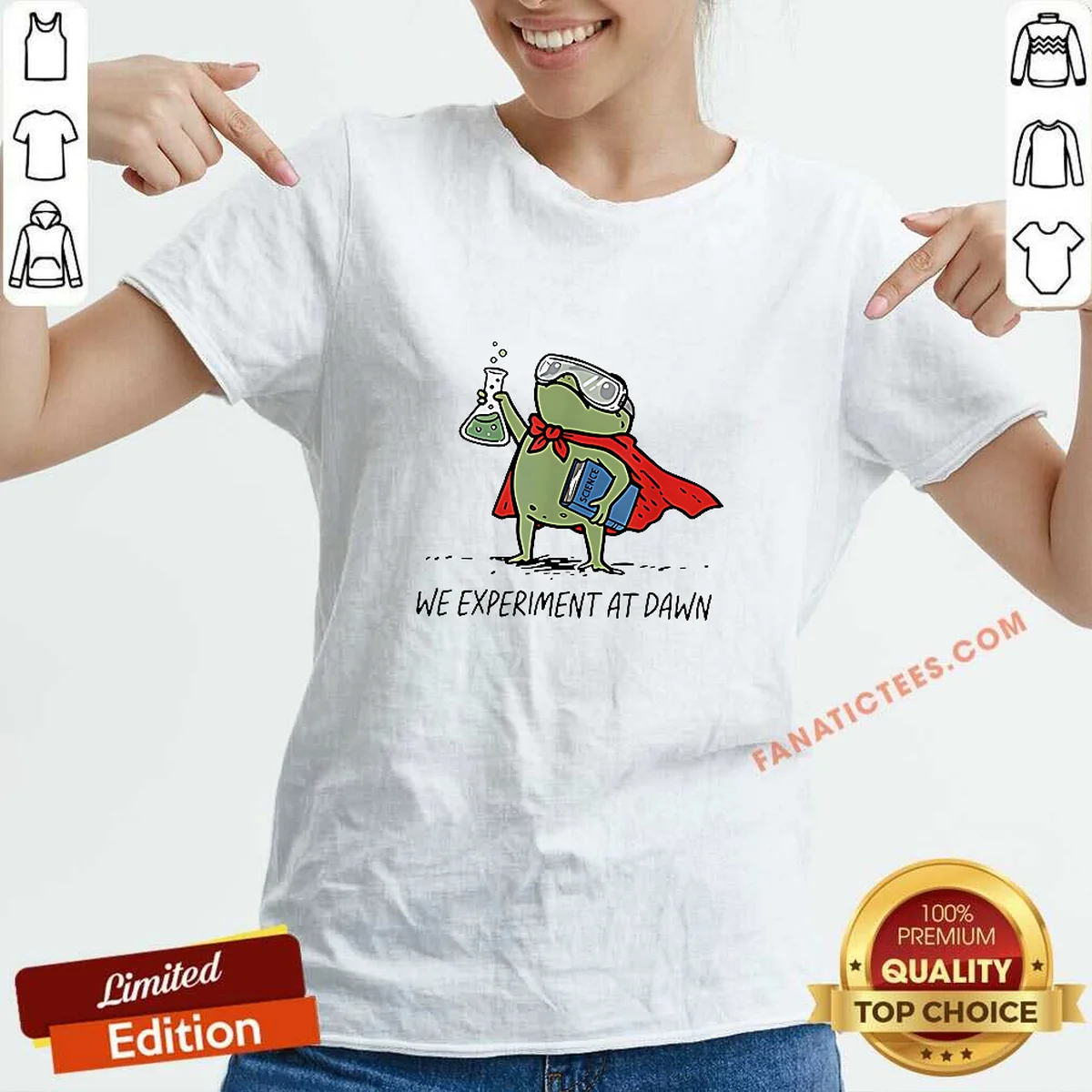 Premium Science Frog We Experiment At V-Neck Shirt Premium Science Frog We Experiment At V-Neck Shirt