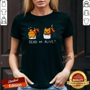 Premium Sushicat Dead Or Alive V Neck Shirt featuring a unique graphic design on a soft, fitted v neck garment