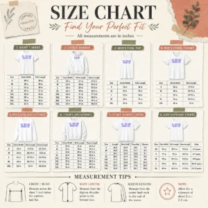 Size chart for Pretty All This And Brains Too with measurements in inches and cm