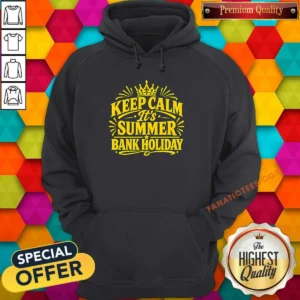 Top Summer Bank Holiday Keep Calm Line Art Hoodie in soft fabric, featuring a relaxed fit and adjustable hood