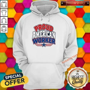 Funny Labour Day Proud American Worker Cartoon Hoodie
