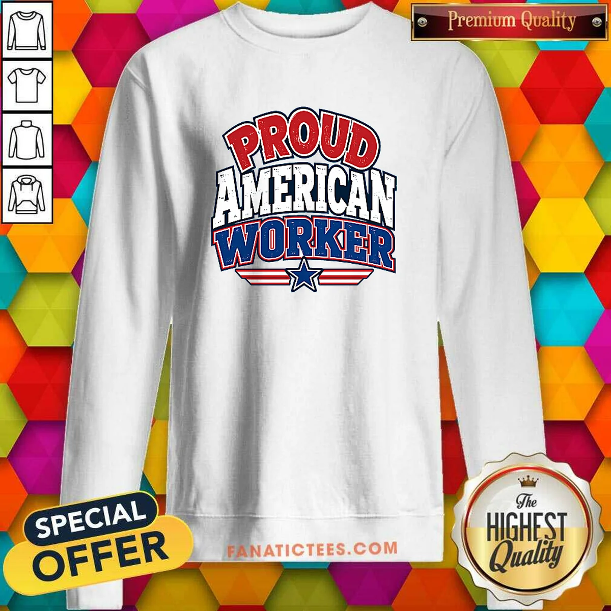 Funny Labour Day Proud American Worker Cartoon Sweatshirt