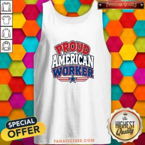 Funny Labour Day Proud American Worker Cartoon Tank Top